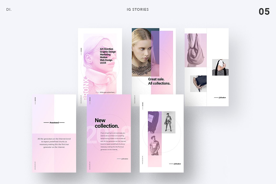 时尚创意Instagram故事贴图模板素材库精选合集 BRONX Light Instagram Stories Pack插图(8)