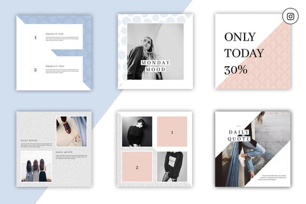 72个现代简洁多功能社交媒体新媒体贴图模板素材库精选 MALINA Social Media Pack & 20 Pattern插图(4)