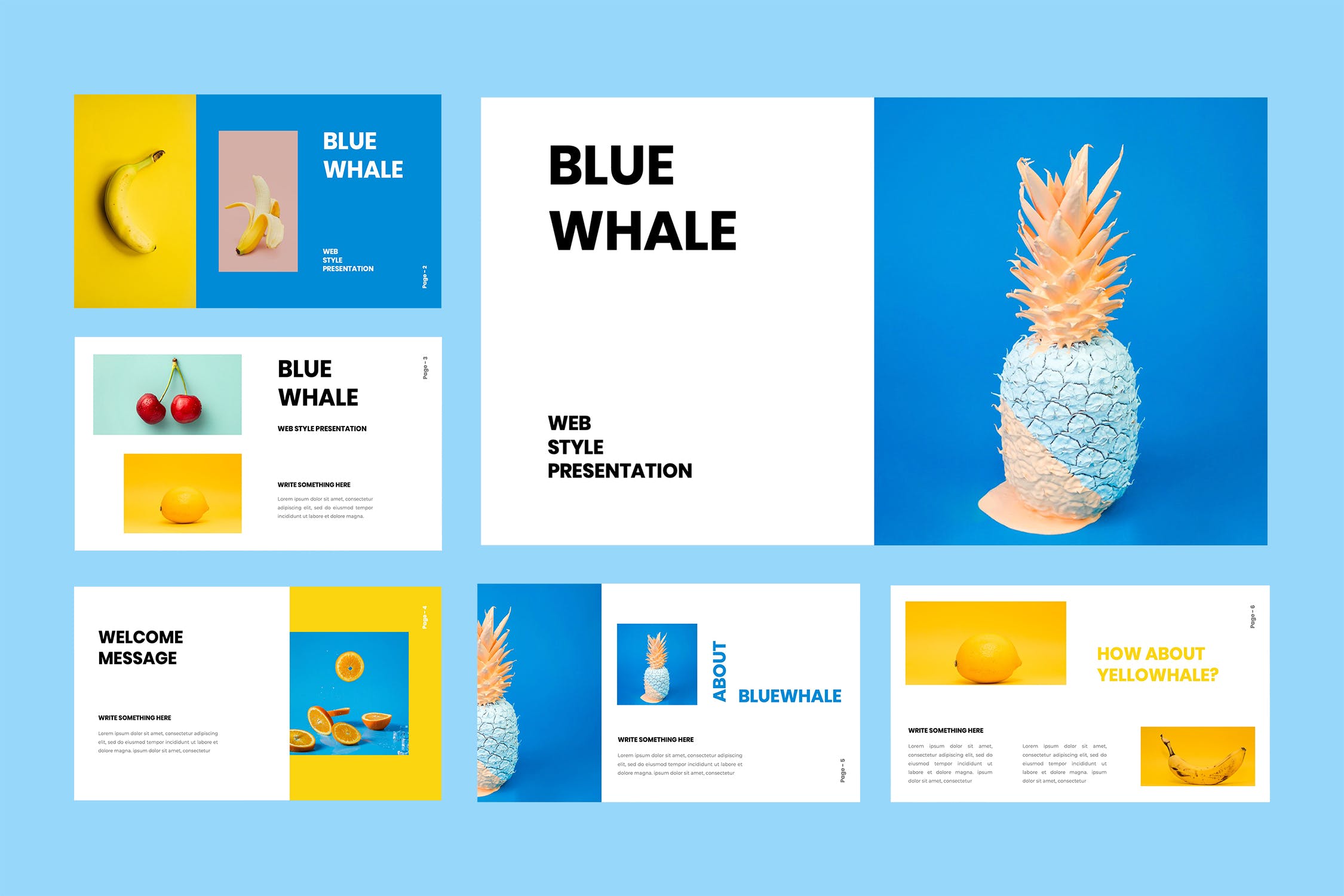 黄蓝配色简约风格素材库精选PPT模板 Bluewhale – Powerpoint Presentation插图(1)