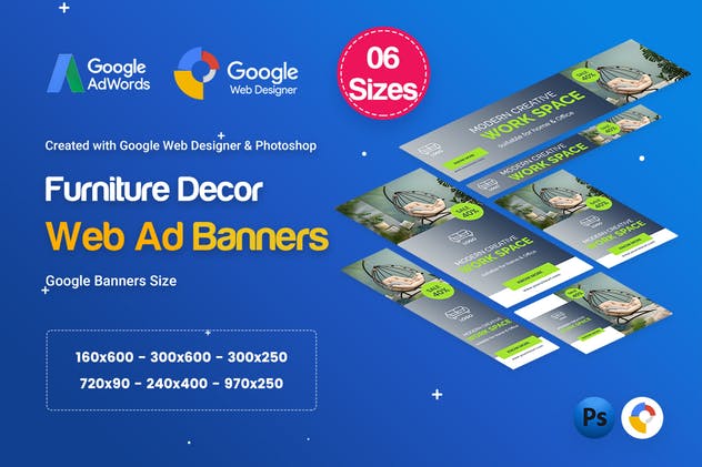 家具装饰HTML5横幅广告Banner图设计模板 Furniture Decor Banners HTML5 D45 Ad – GWD & PSD插图(1)