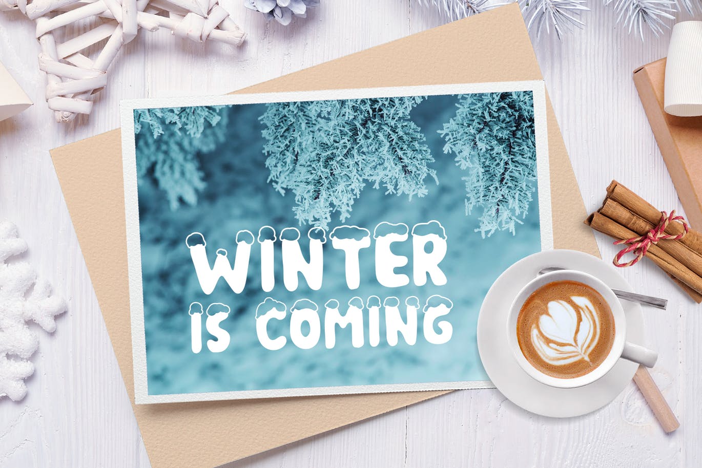 积雪盖顶圣诞节主题英文手写字体 Christmas Snow Hand Drawn Font插图(3)