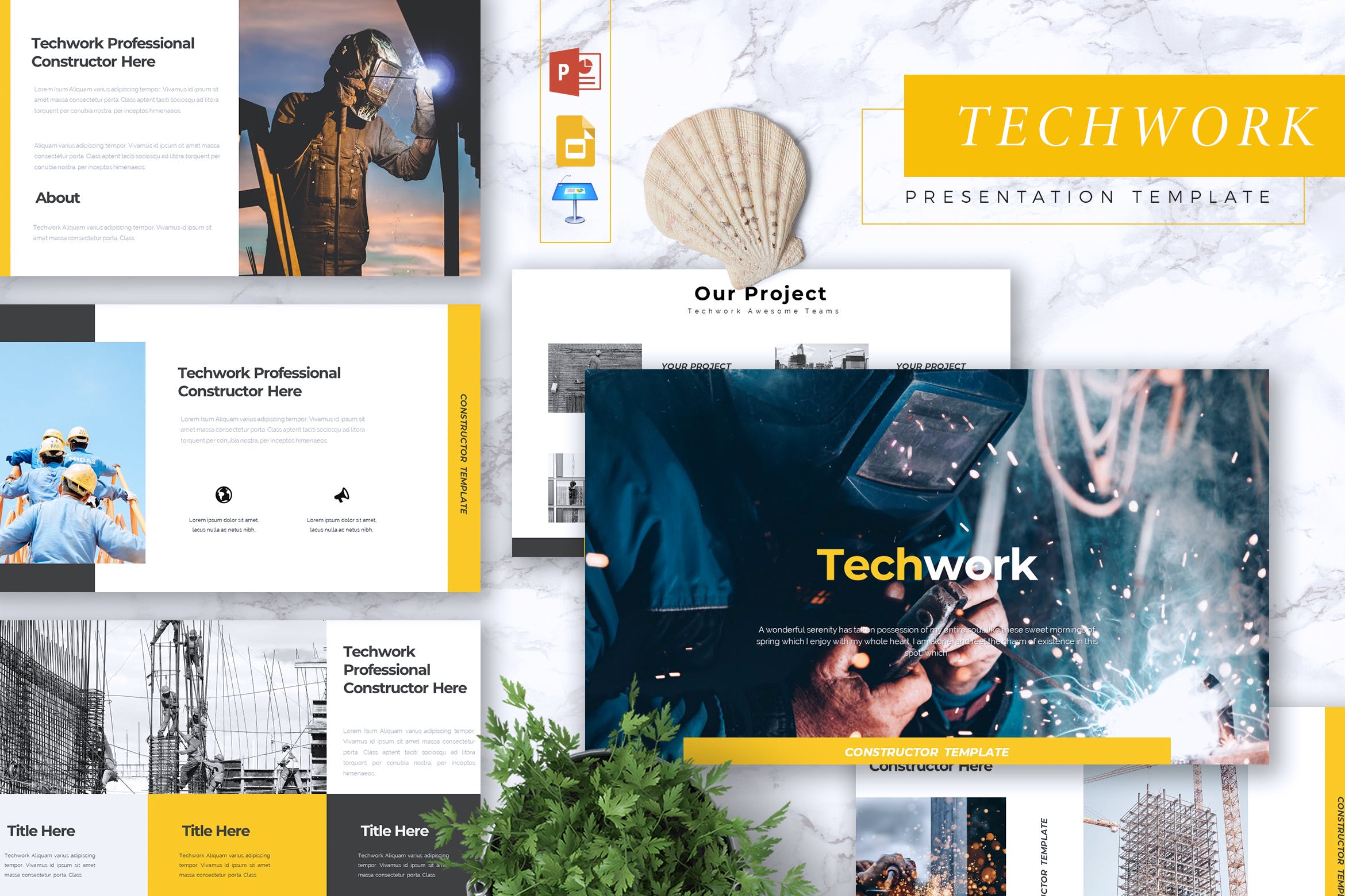 建筑基建项目商业计划书素材库精选PPT模板 TECHWORK – Construction Powerpoint/Keynote/Google插图