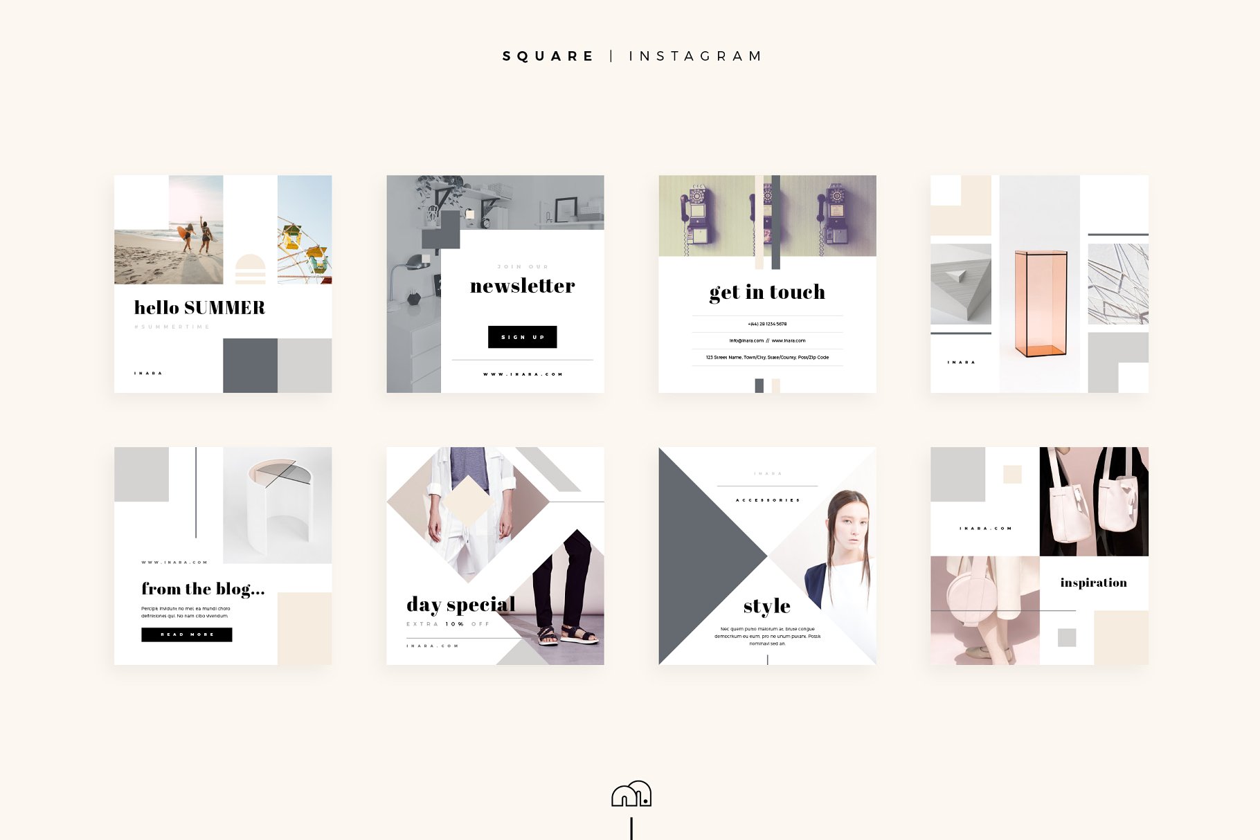 时尚潮流主题社交媒体贴图模板素材库精选 Inara – Social Media Bundle插图(2)