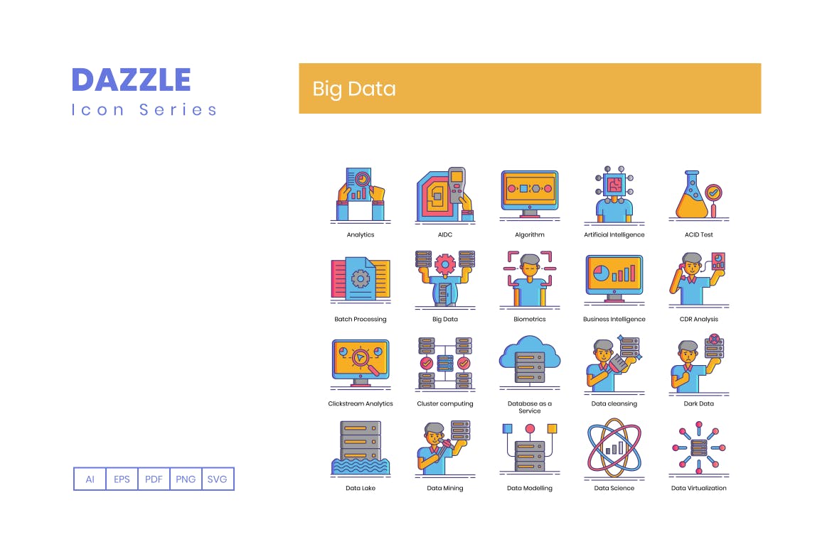 110枚大数据主题矢量素材库精选图标 Big Data Icons插图(1)
