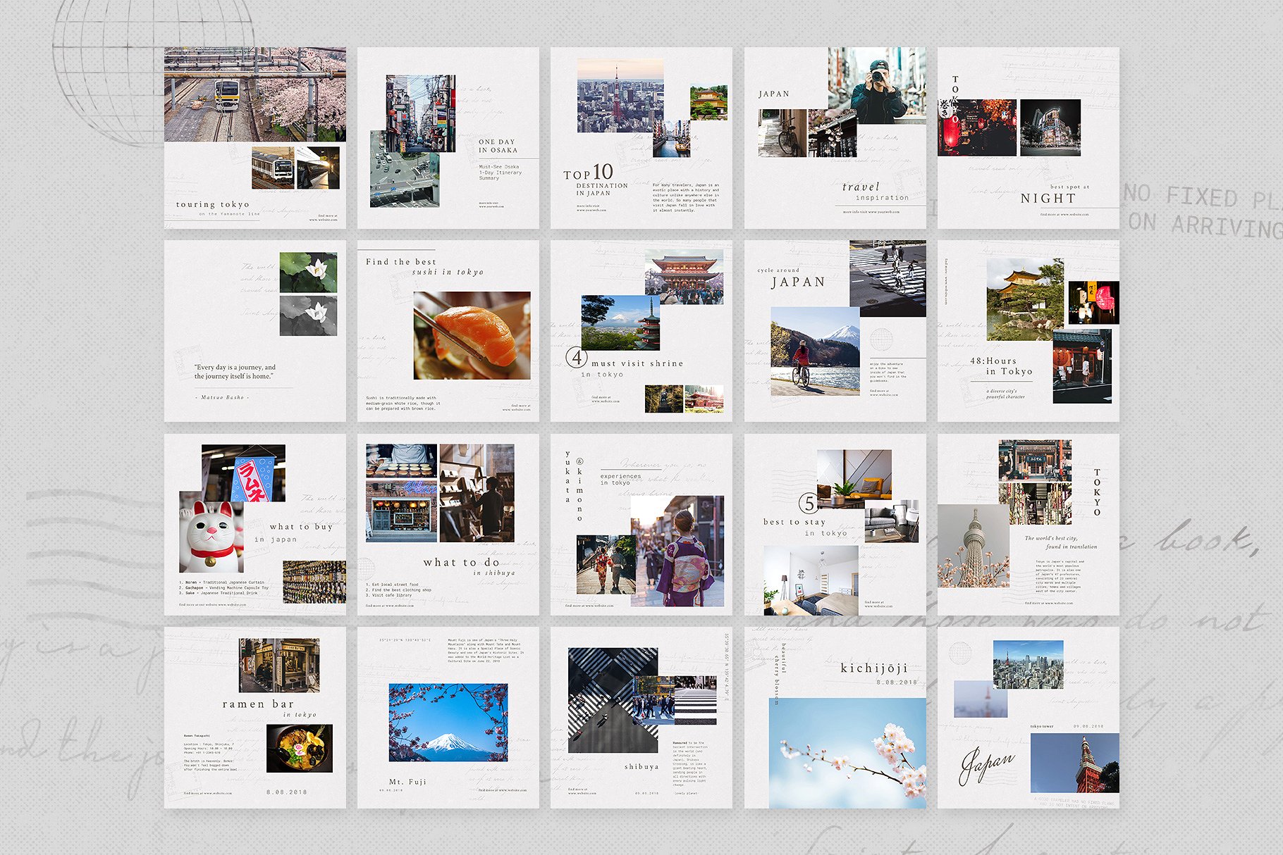 旅行日志Ins贴图模板素材库精选合集 Instagram Bundle – TRAVELOGY插图(1)