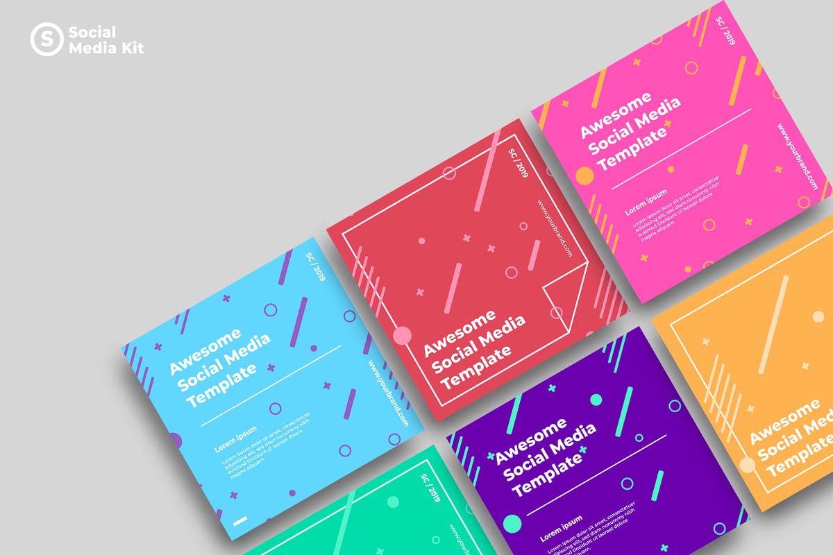 社交媒体正方形广告&贴图创意设计模板v18 SRTP – Social Media Kit.18插图