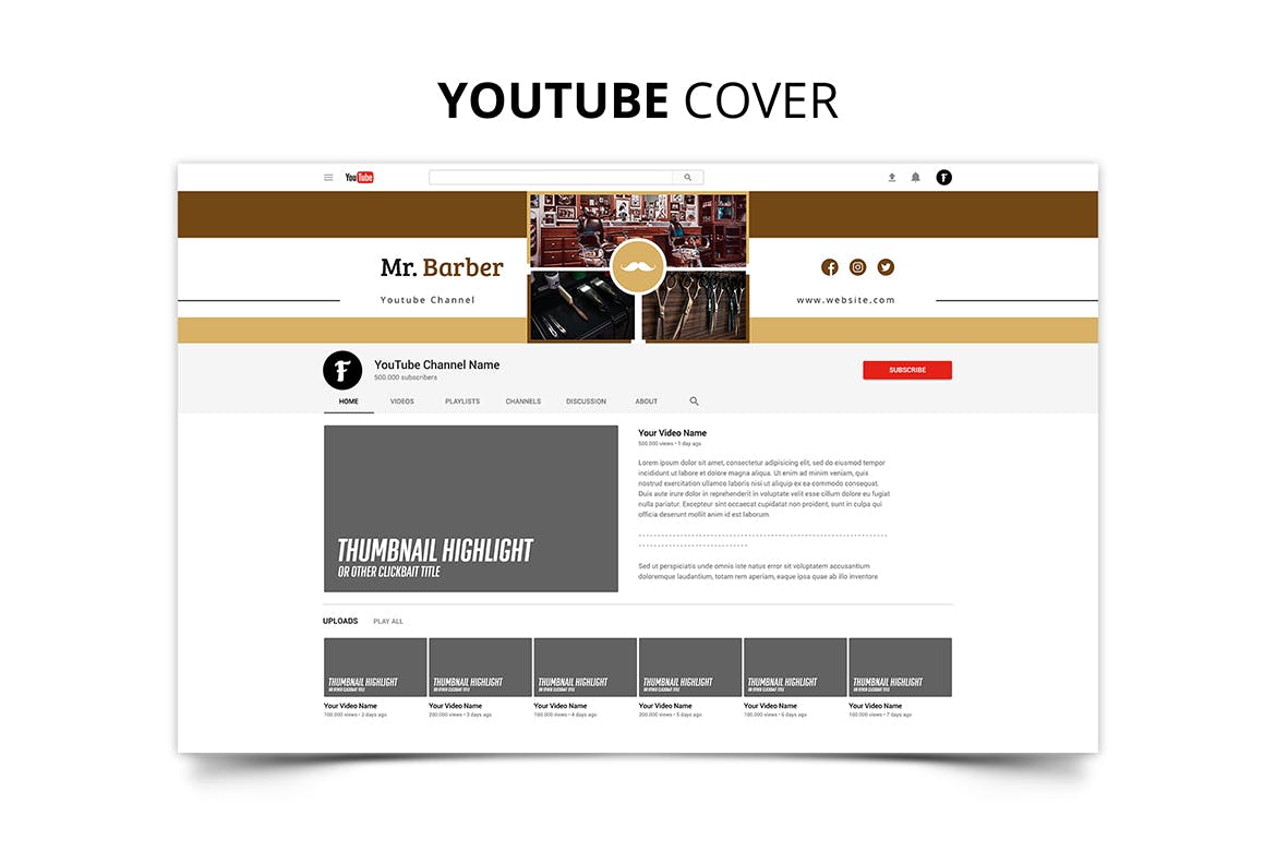 发型设计工作室社交推广设计素材包 Mr Barber Barbershop Social Media Kit插图(12)