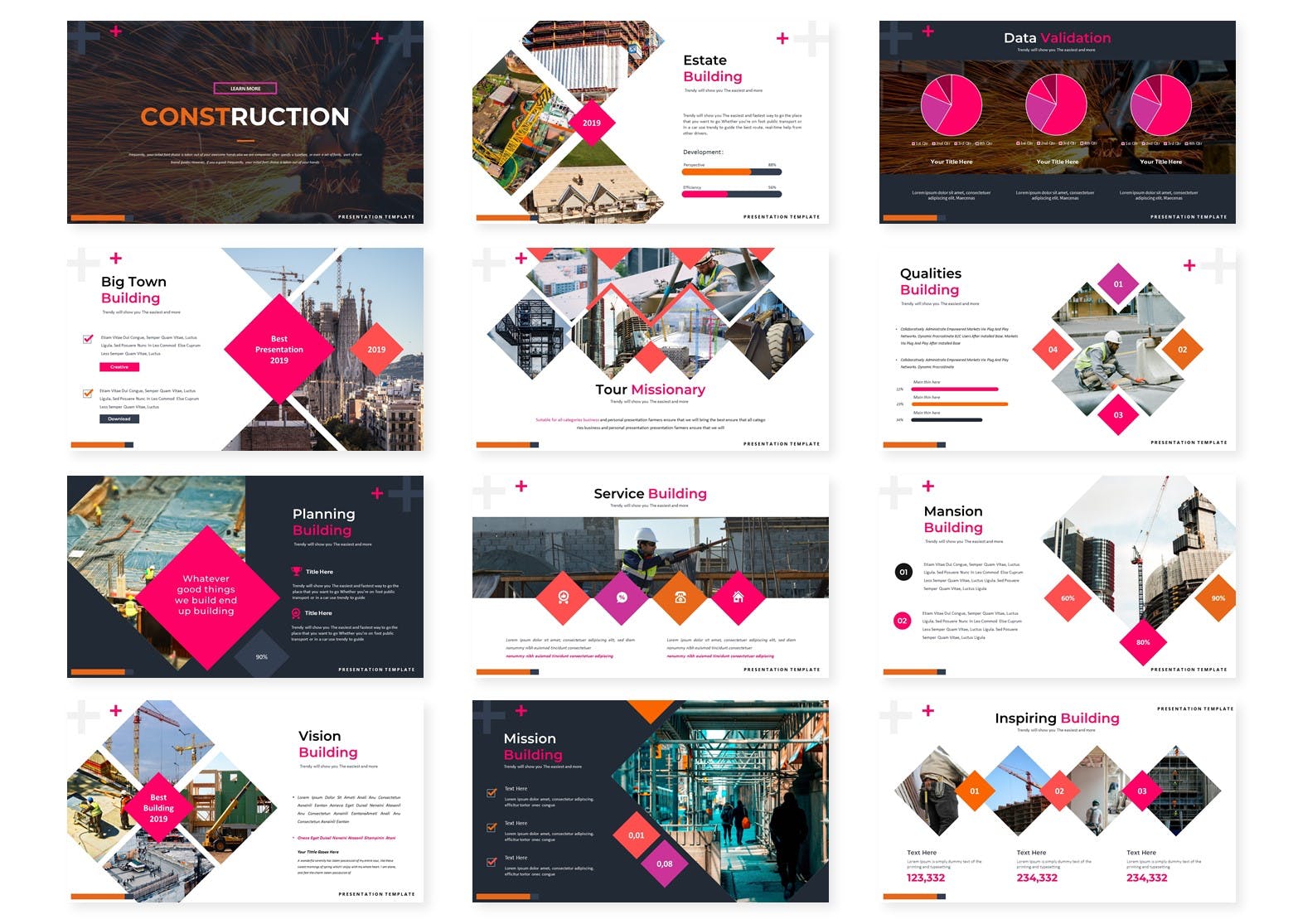 建筑设计/建筑公司适用的PPT幻灯片模板 Contruction – Powerpoint Template插图(1)