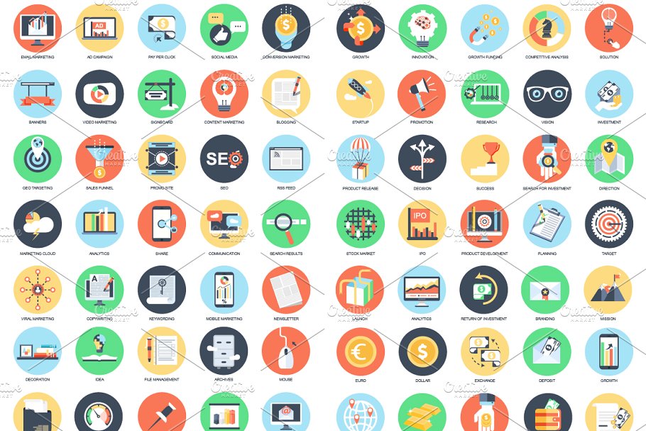 扁平风格概念图标合集 Flat Icons Concepts插图(1)