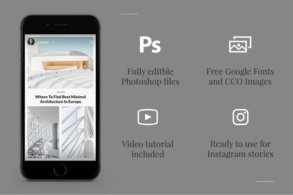50款极简主义设计风格Instagram品牌故事设计模板素材库精选 Belgrade 50 Minimal Instagram Stories插图(1)