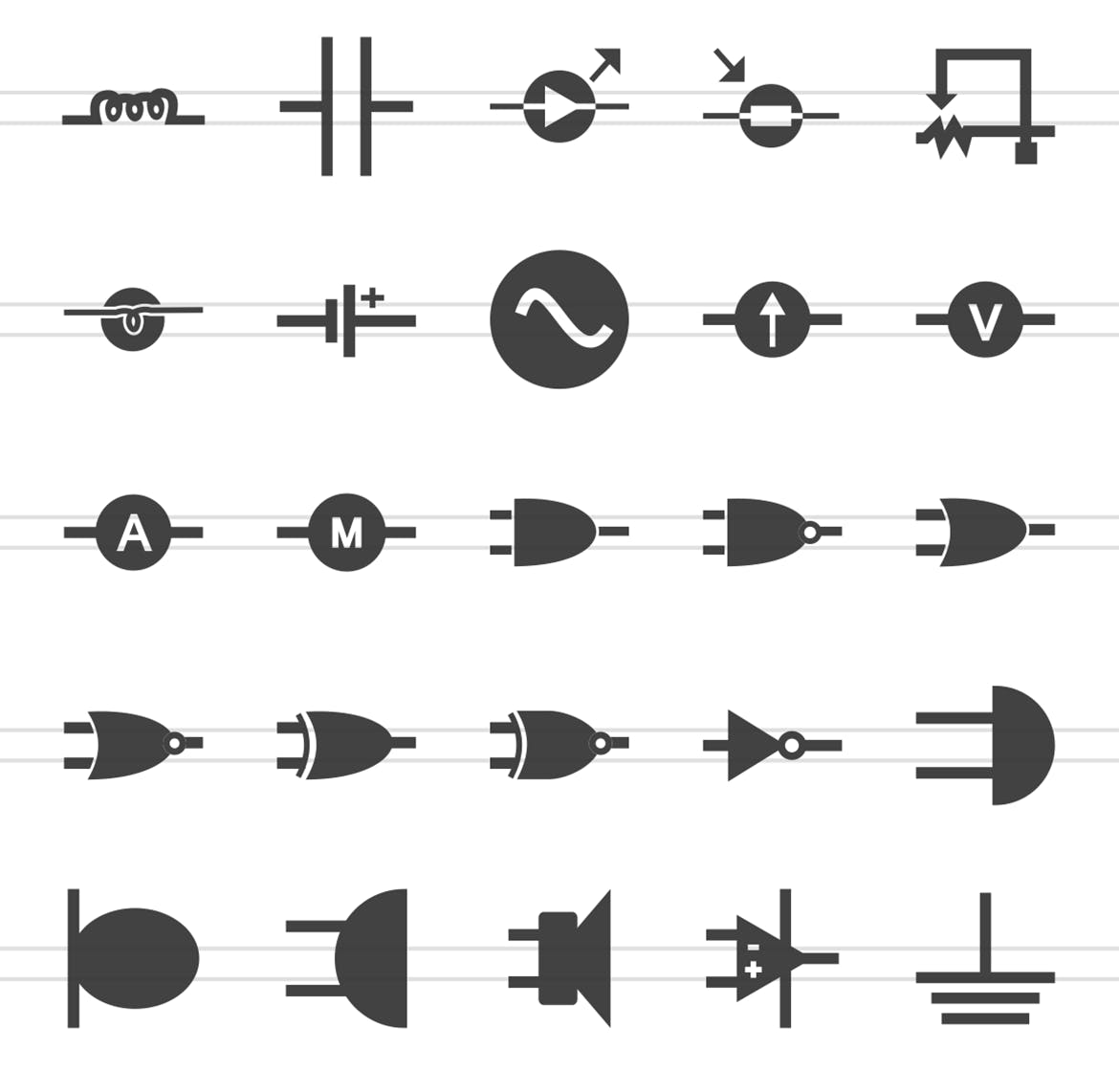 50枚电路线路板主题黑色字体素材库精选图标 50 Electric Circuits Glyph Icons插图(2)