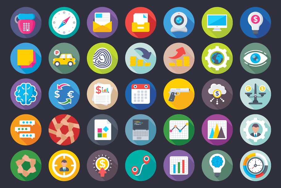 476枚商务和办公扁平化图标  476 Business and Office Flat Icons插图(13)