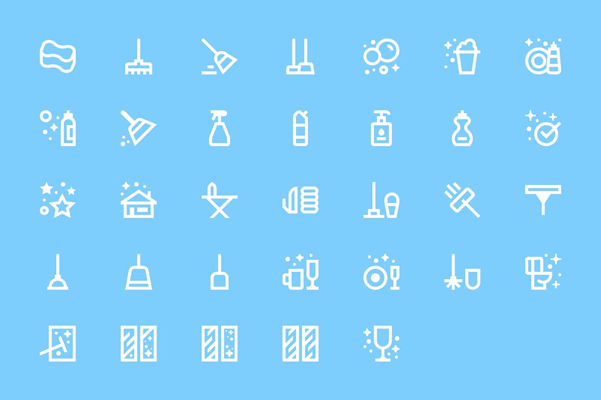 保洁服务清洁主题矢量线性素材库精选图标素材 Home — Cleaning插图(3)