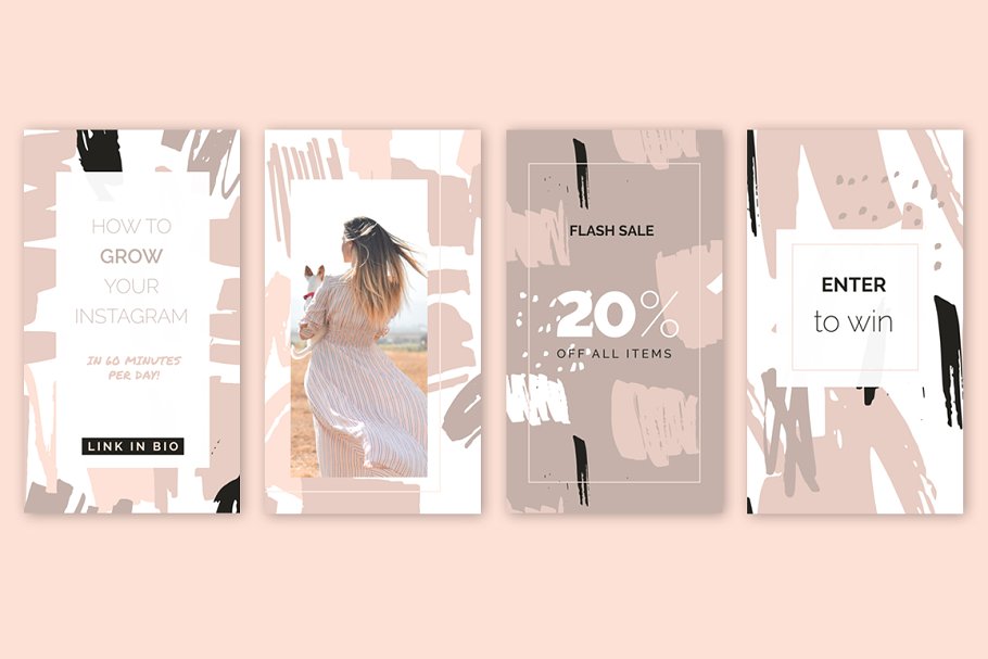 抽象图案笔刷&Instagram贴图模板素材库精选 Abstract Brushed Patterns & Stories插图(6)