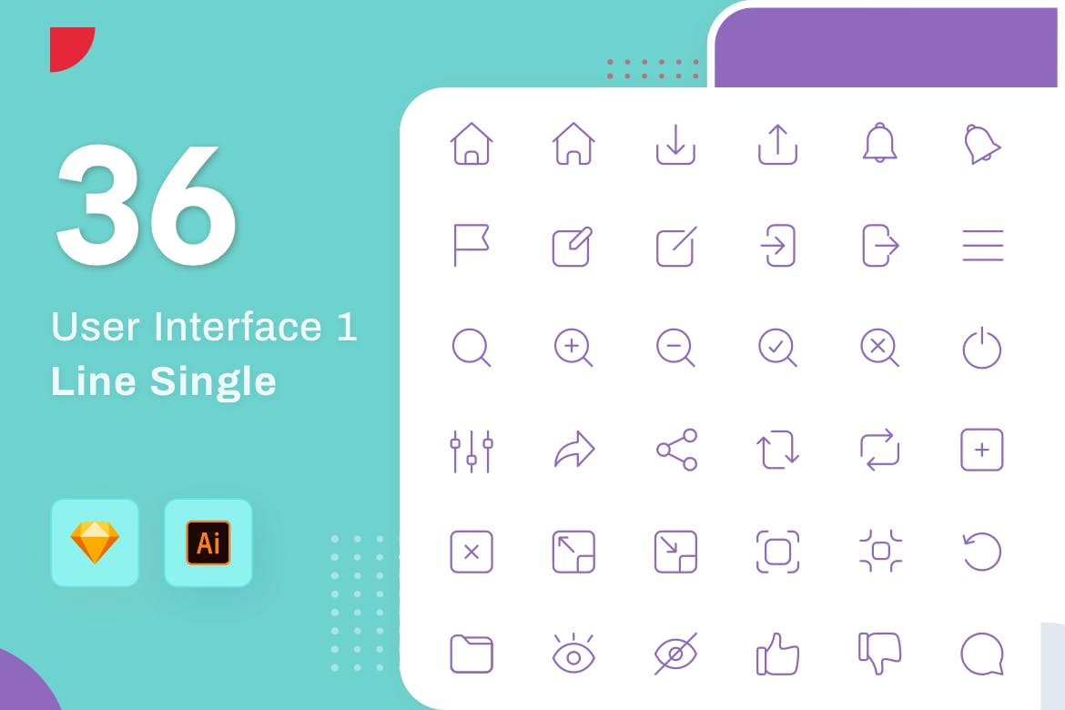 Line Senja图标系列：用户界面设计矢量线性图标2 Line Senja – User Interface 1插图(1)