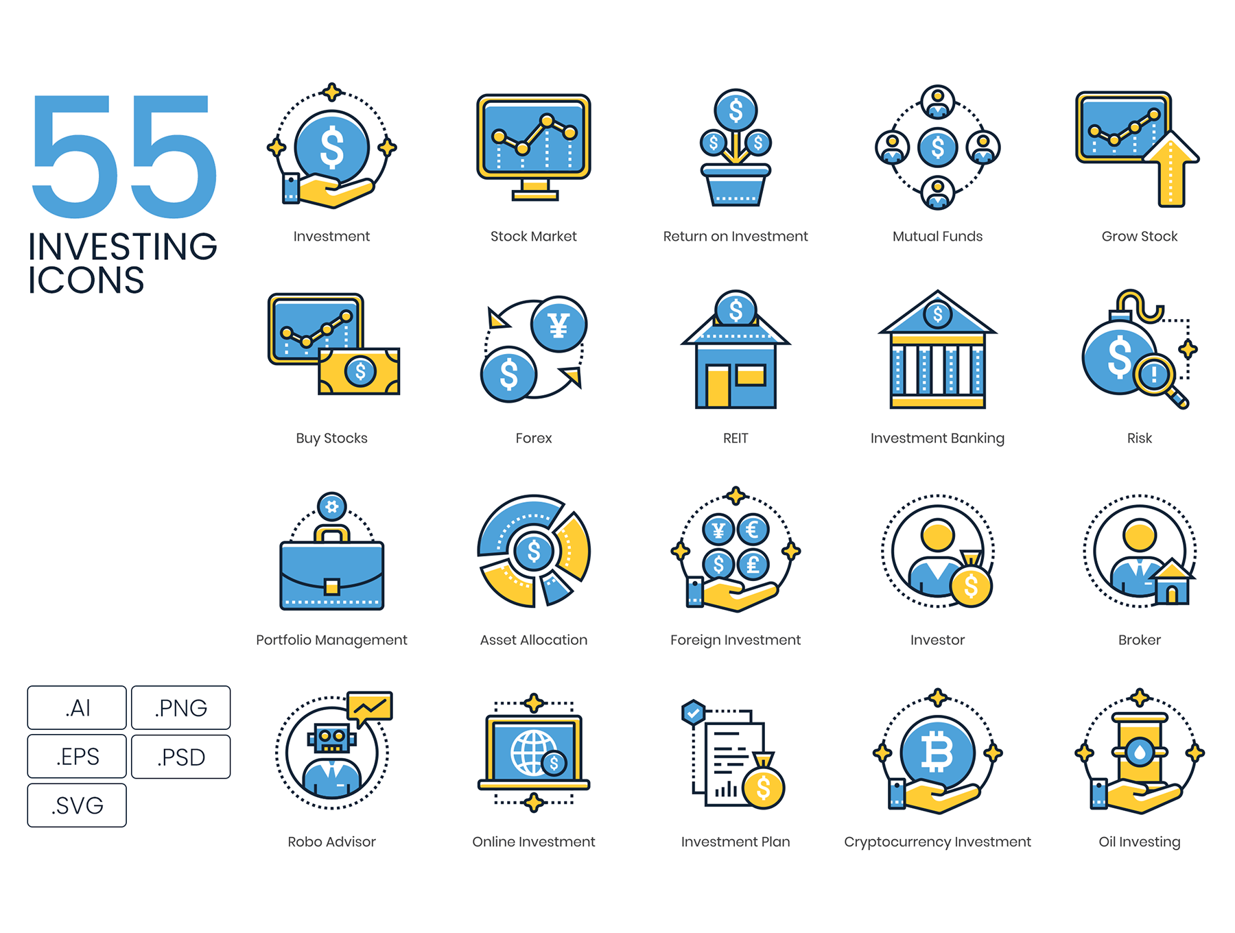 素材库下午茶：投资行业矢量图标下载插图