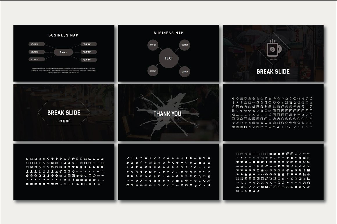 素材库下午茶：时尚高端商务质感提案powerpoint幻灯片演示模版插图(6)