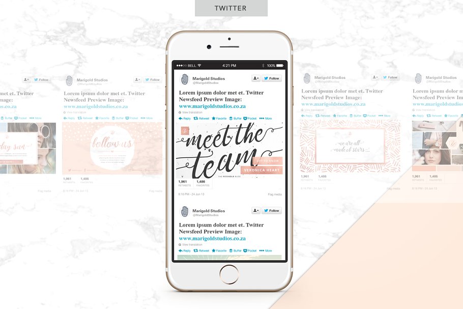 女性化社交媒体贴图模板素材库精选 ROSE GOLD | Social Media Pack 2插图(8)