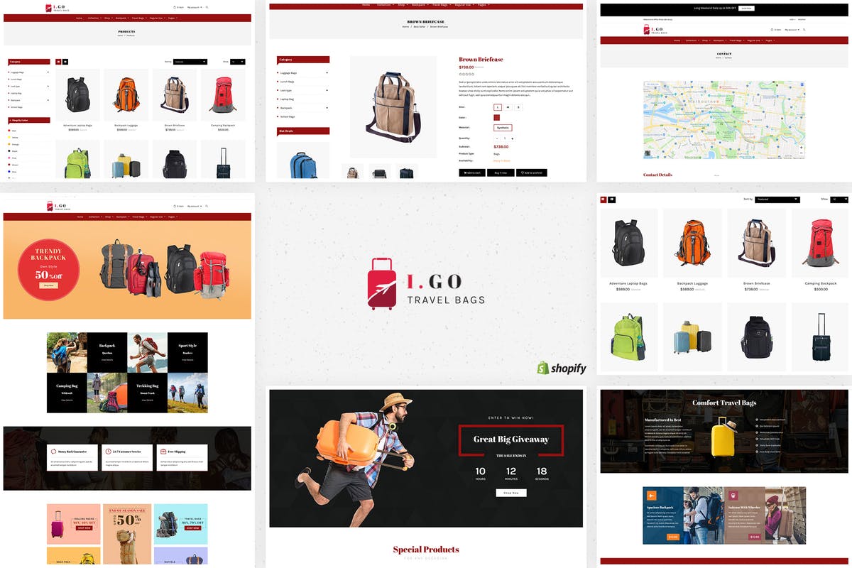户外运动服饰电商外贸网站Shopify主题 Igo | Travel Bags Shopify Theme插图