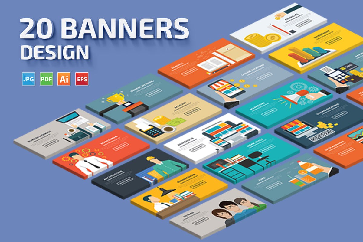 20款概念插画网站广告Banner素材v5 20 Banners插图