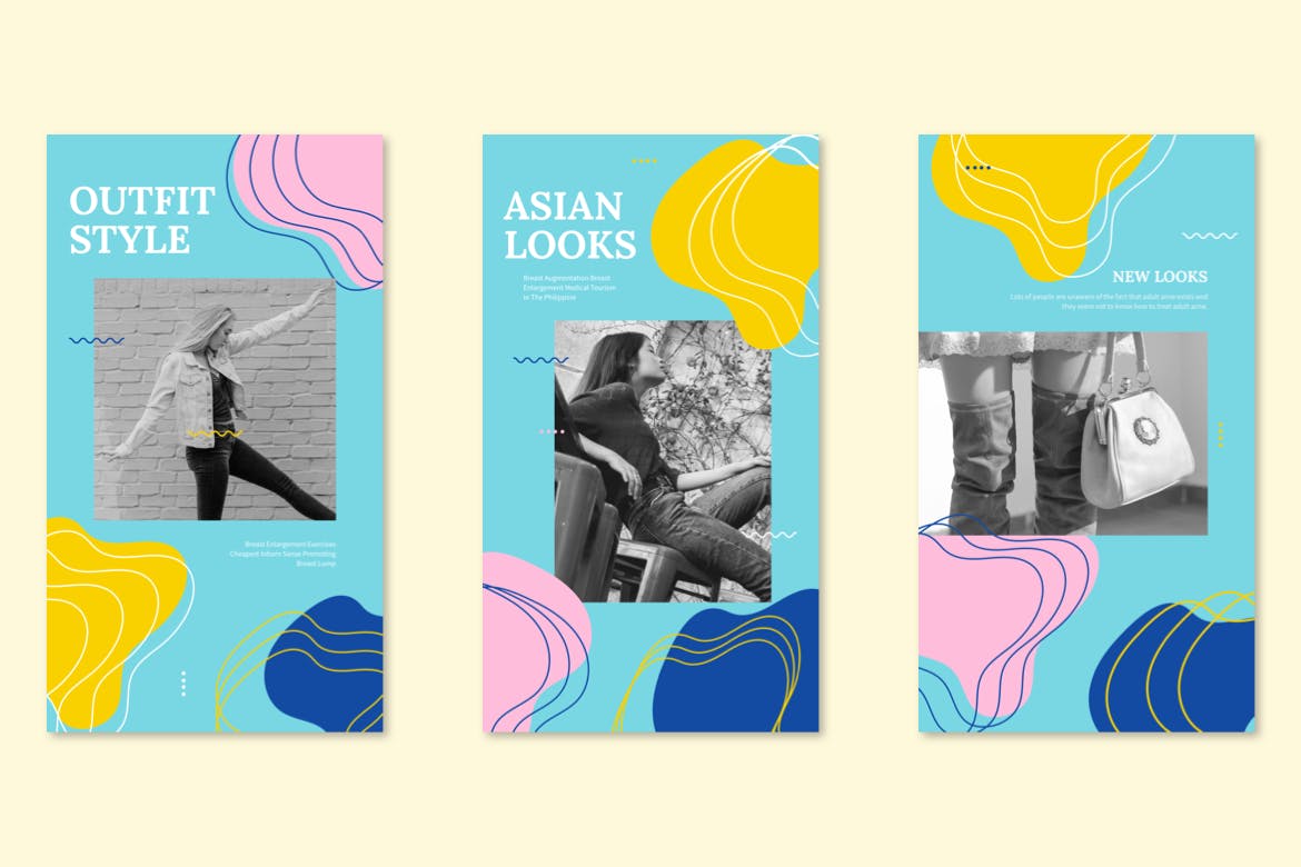 孟菲斯风格Instagram社交品牌故事宣传设计素材 Instagram Story Templates – Memphis Style插图(2)