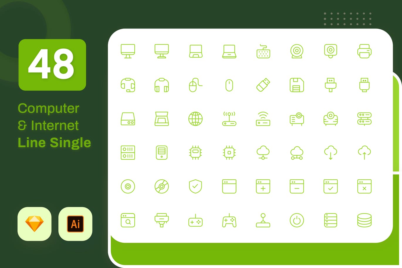 Line Senja系列:电脑IT主题矢量线性素材库精选图标素材包 Line Senja – Computer & IT插图