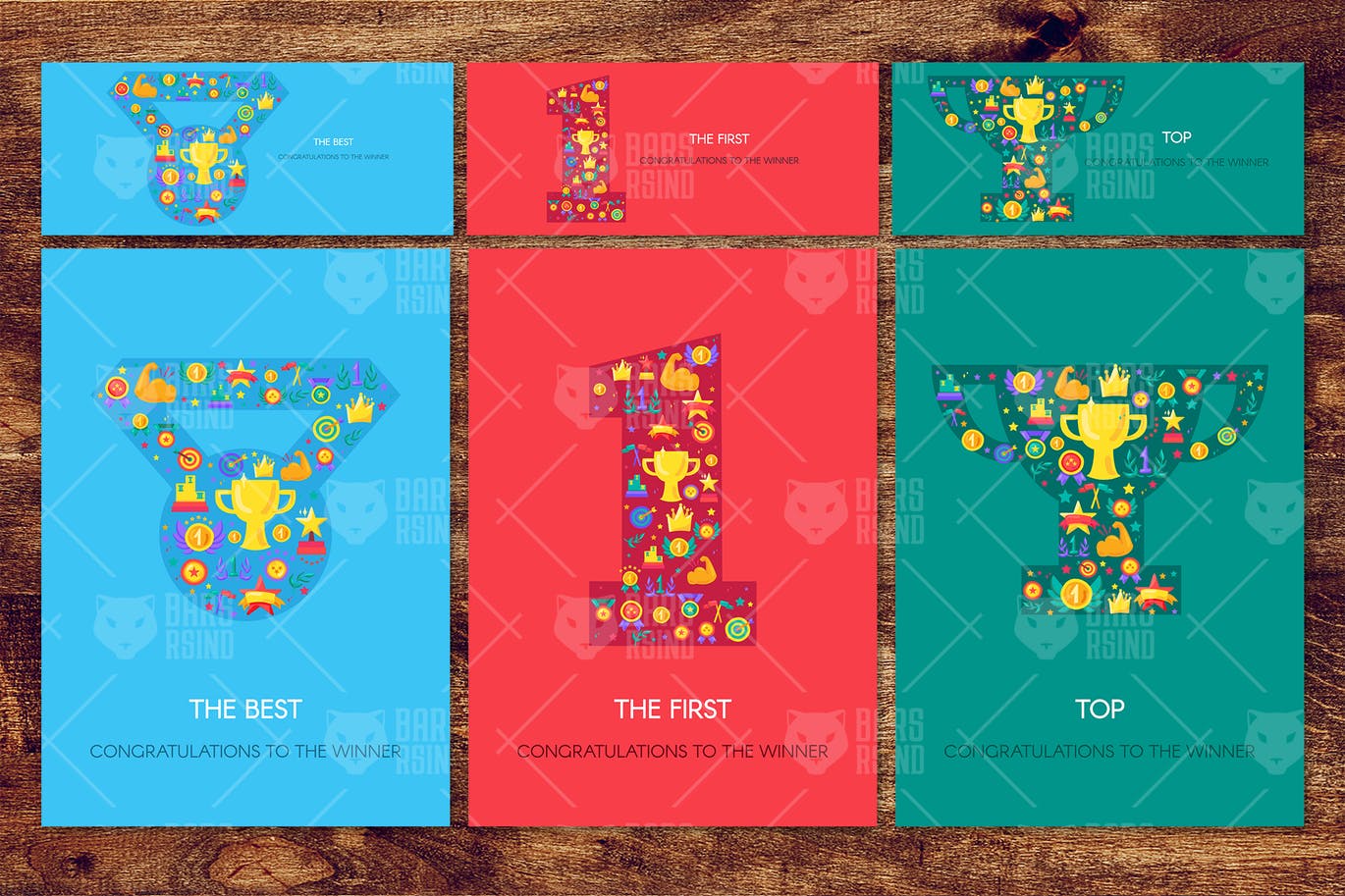 简约时尚多用途的奖牌奖杯冠军排行榜banner海报设计模板插图