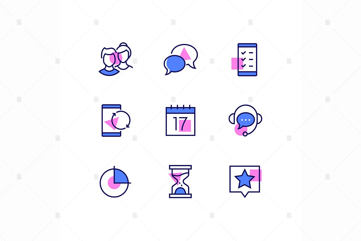 商业与管理线条设计风格矢量素材库精选图标v1 Business and management – line design style icons插图(1)