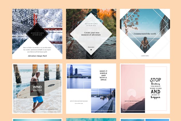 Instagram/Facebook/新浪微博社交媒体贴图模板素材库精选 Adventure Social Media Banner插图(1)