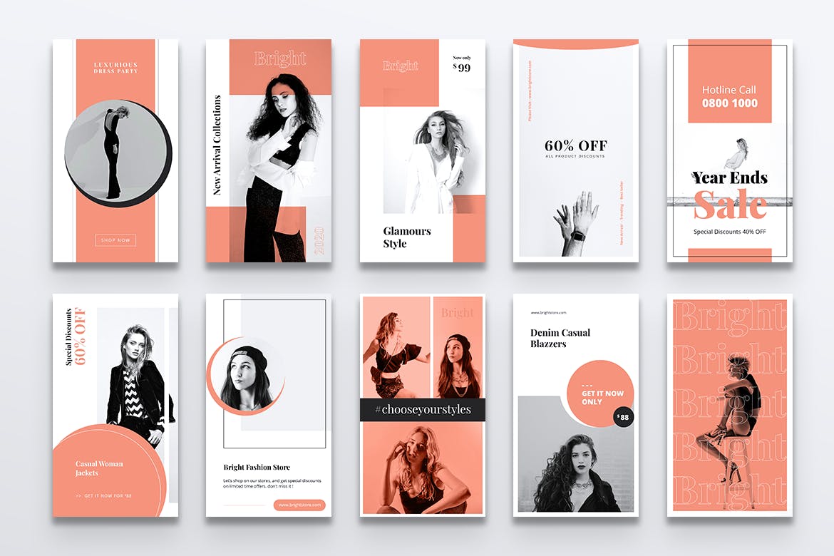 明亮粉色时尚品牌故事Instagram社交素材包 BRIGHT Fashion Instagram Stories插图(5)