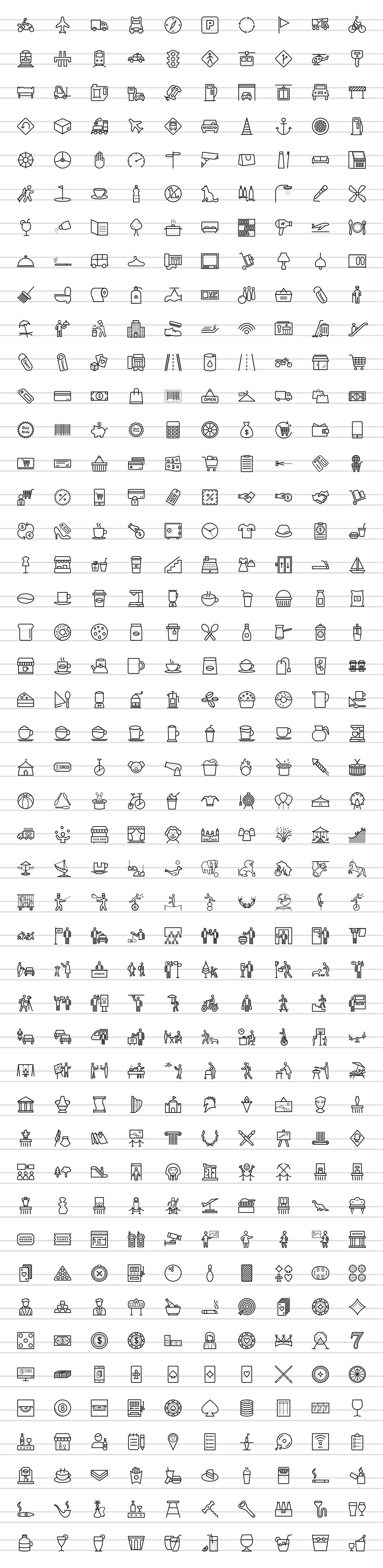 460个城市生活线性图标下载插图(1)