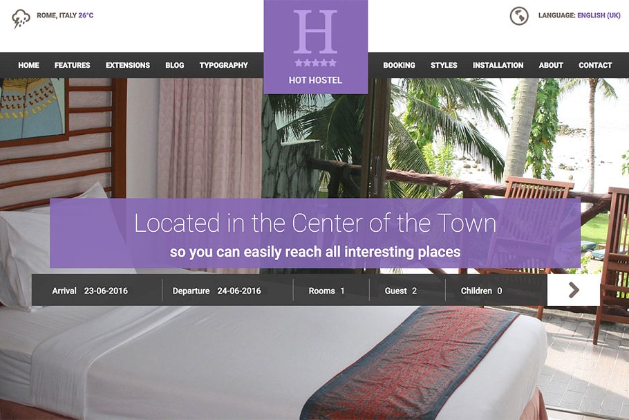 热门酒店民宿预订网站Joomla模板素材库精选 Hot Hostel插图(3)