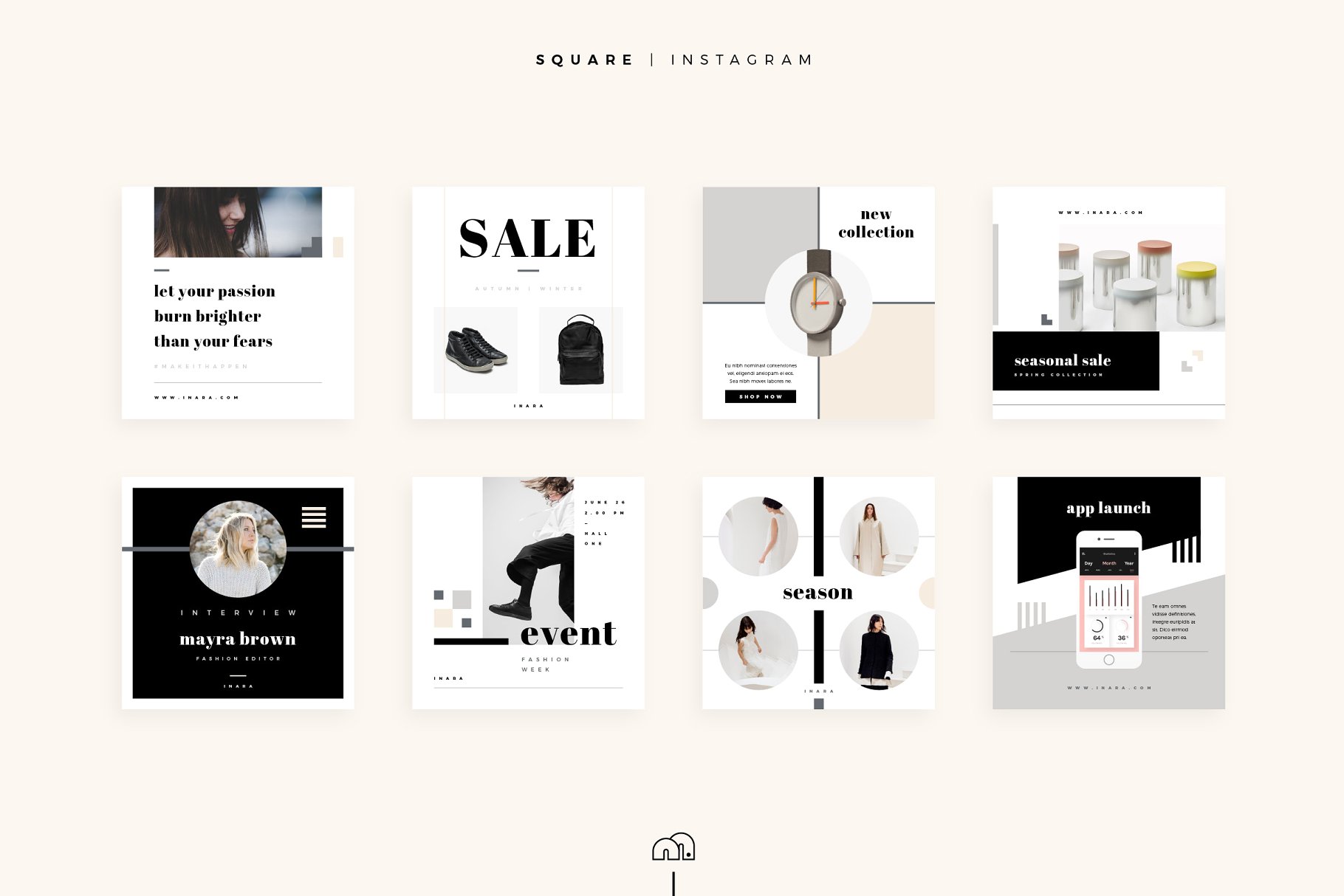 时尚潮流主题社交媒体贴图模板素材库精选 Inara – Social Media Bundle插图(1)