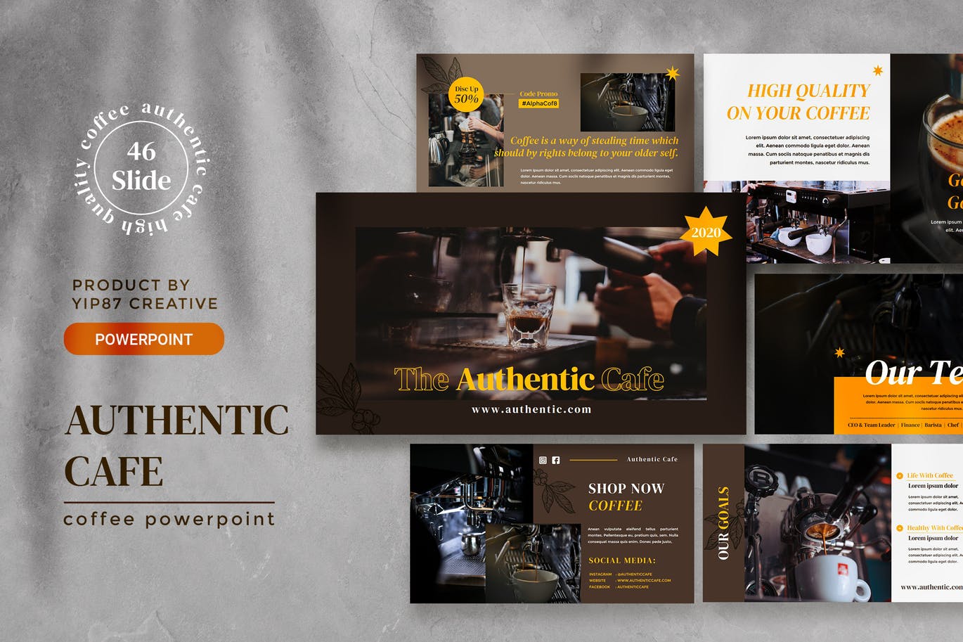 咖啡主题PowerPoint幻灯片设计模板 Authentic Coffee Presentation Template插图