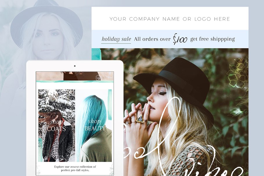 时尚品牌网店宣传营销电子邮件模板psd Fashion Email Template PSD插图
