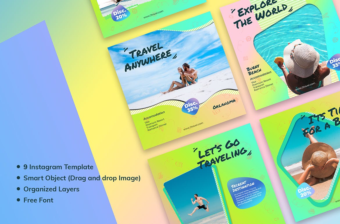 社交媒体新媒体旅游素材库精选广告模板 Social Media Traveller Minimalis插图(2)