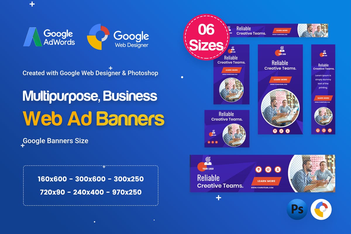 符合谷歌广告标准的多用途网站Banner素材库精选广告模板 Multi-Purpose Banners HTML5 D54 – GWD & PSD插图