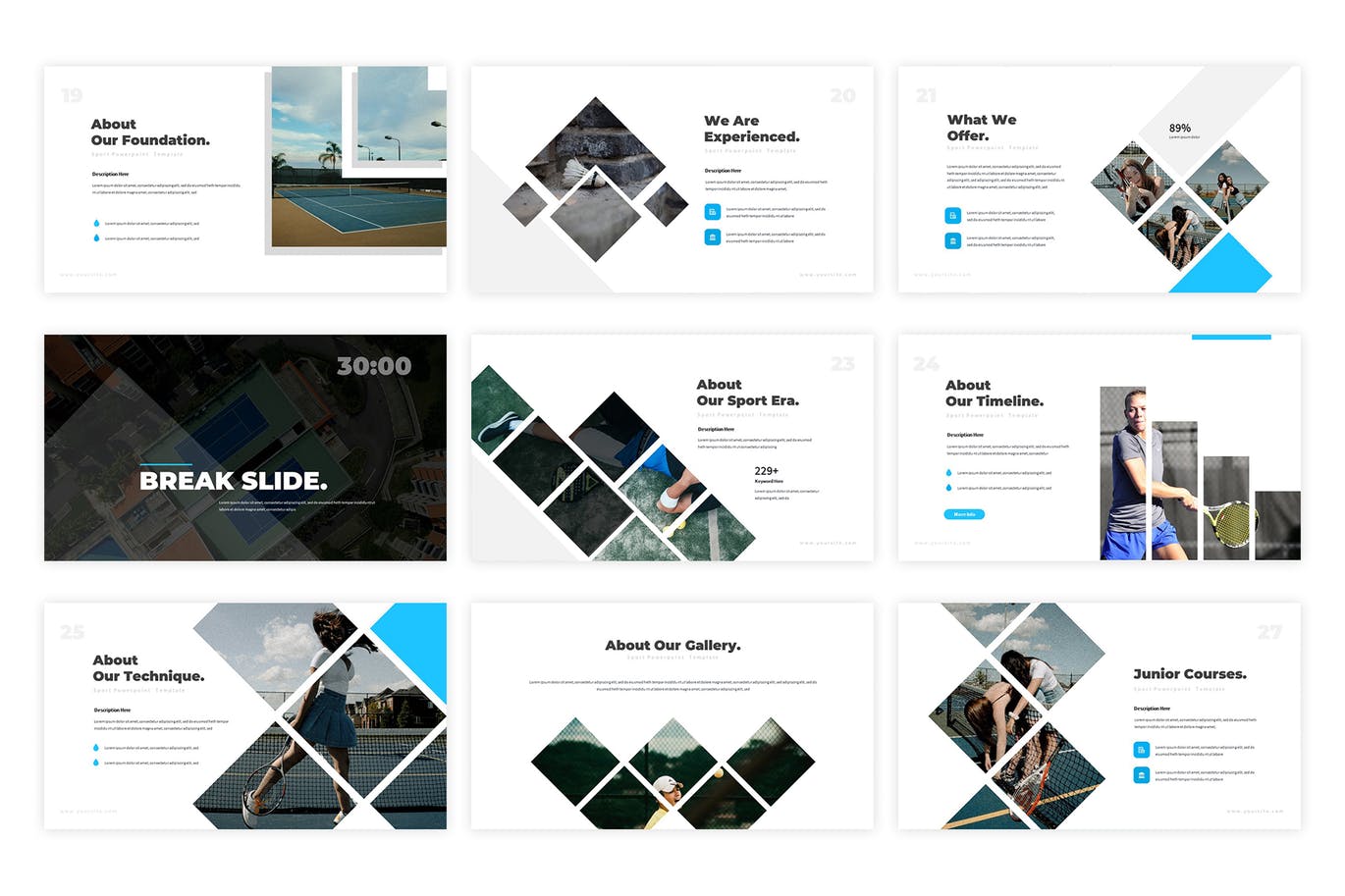 网球培训/网球俱乐部主题PPT幻灯片设计模板 Tennice Powerpoint Template插图(3)