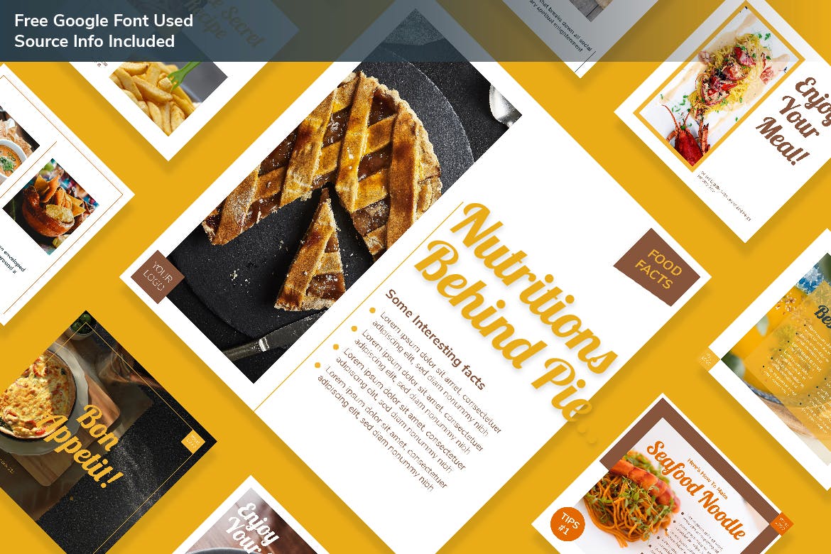 西餐美食品牌Instagram社交推广设计素材 DELICIA – Instagram Post Kit插图(2)