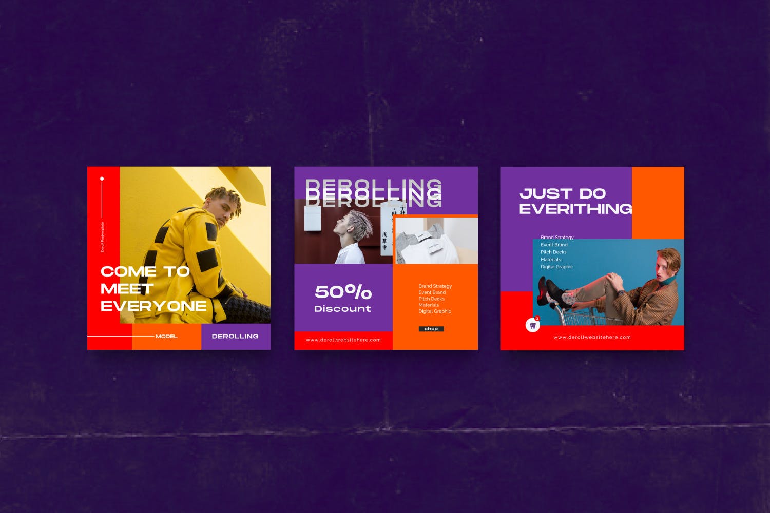 色彩主页Instagram贴图&品牌故事设计素材包v1 DEROLL PACK 1- Instagram Template + Strories插图(4)