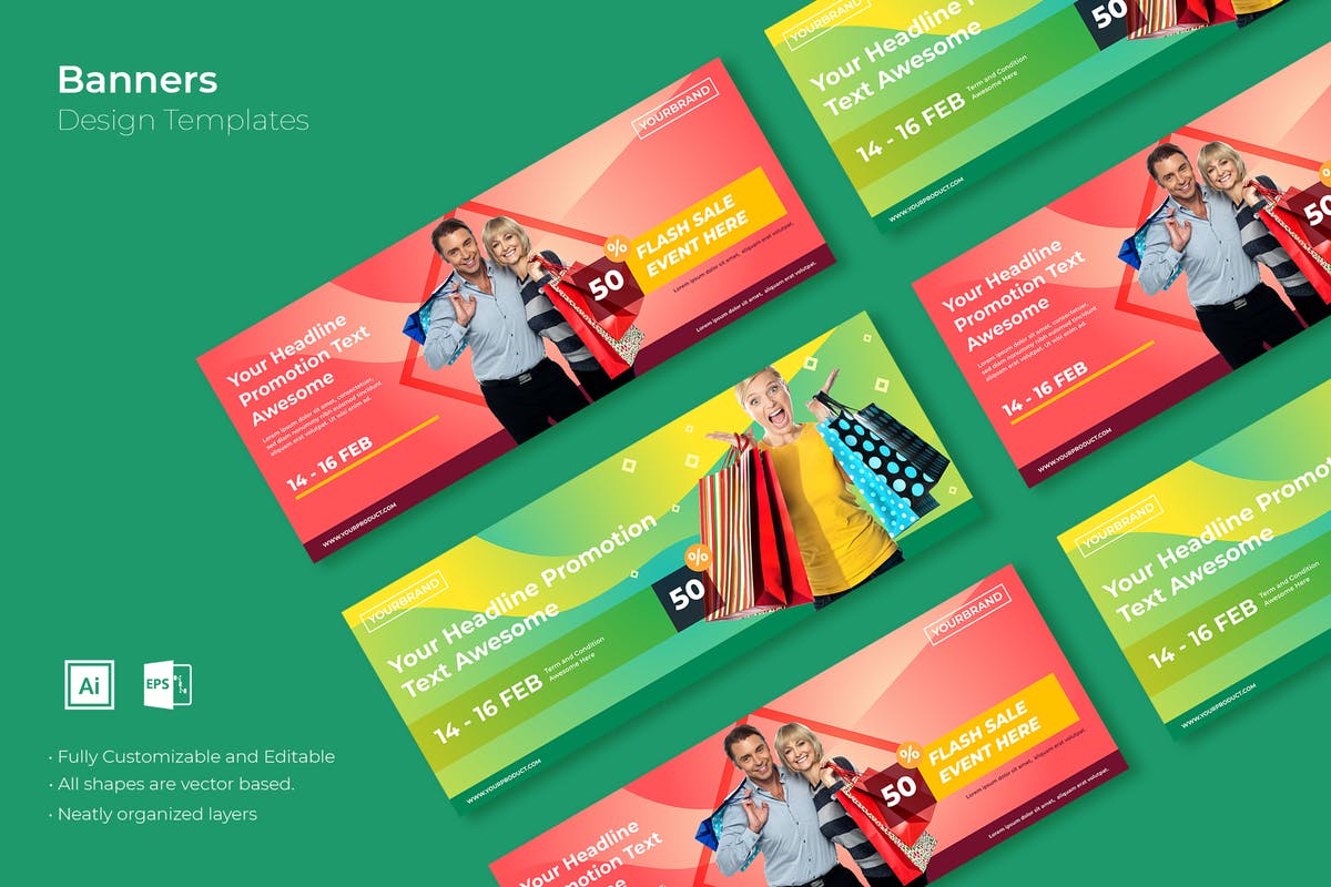 大型商城促销活动Banner图设计模板 SRTP Banners Template.17插图