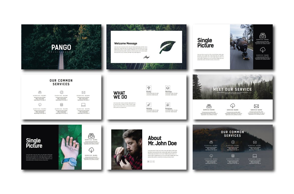 创意摄影/设计/策划工作室素材库精选PPT模板 Pango | Powerpoint Template插图(1)