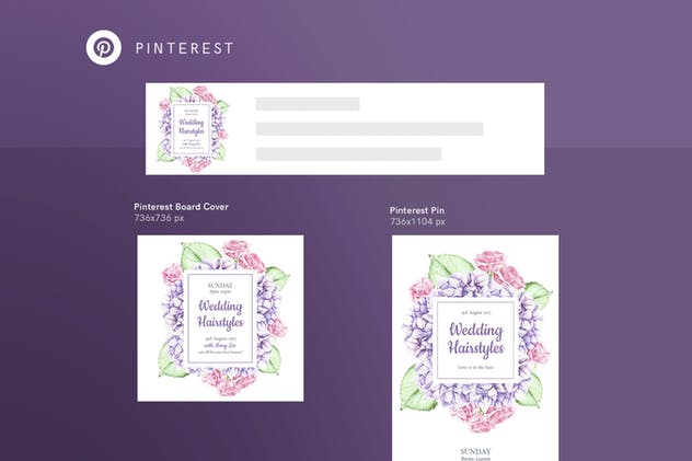 水彩花卉婚礼社交媒体设计套件 Wedding Hairstyle Social Media Pack Template插图(5)