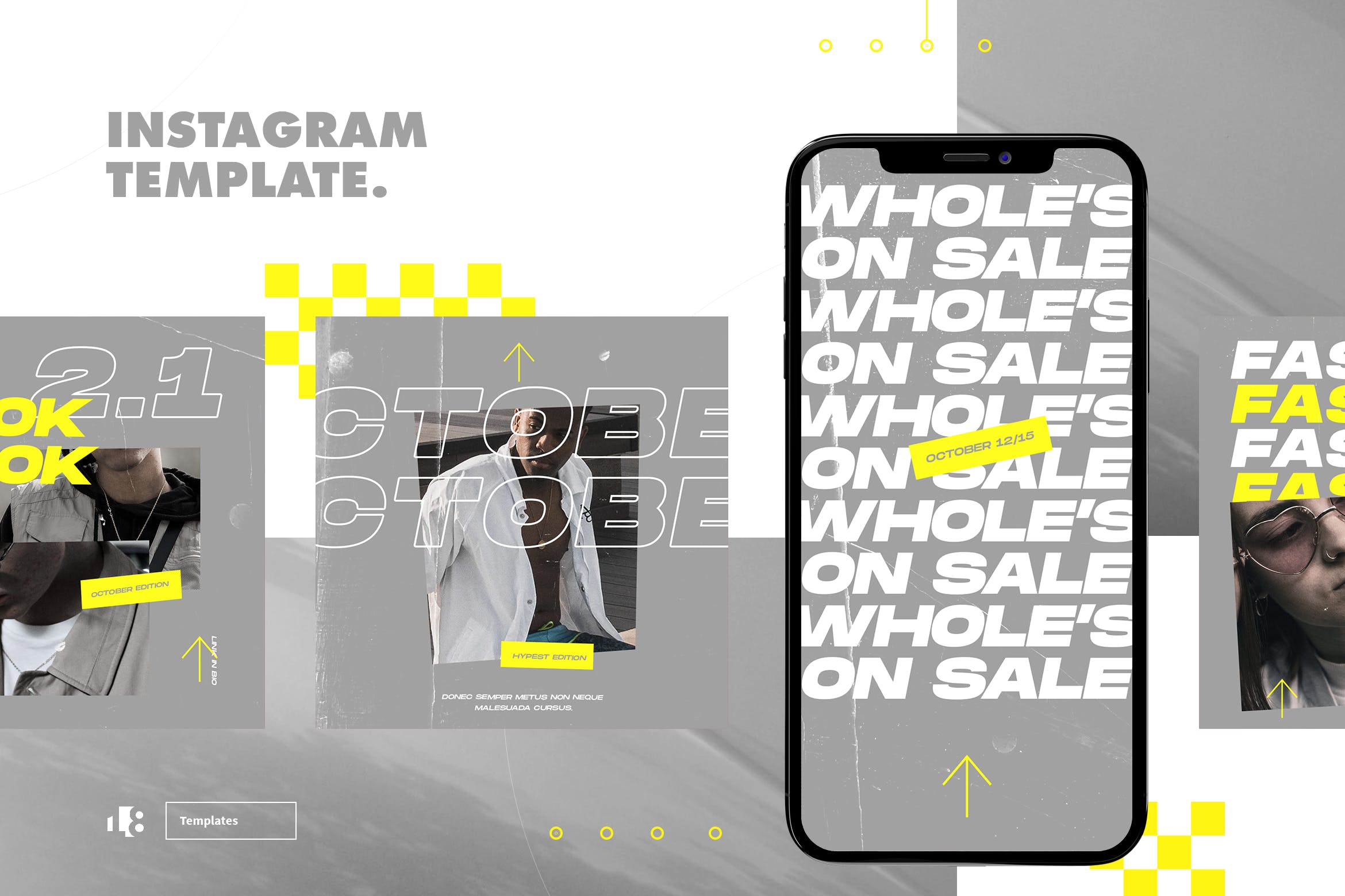 Instagram社交平台个性化撕纸效果贴图设计模板素材库精选 Instagram Template插图