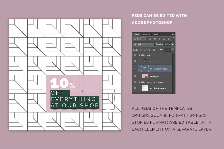 极简主义Instagram几何线条故事贴图模板素材库精选 Minimal Instagram Pack插图(7)
