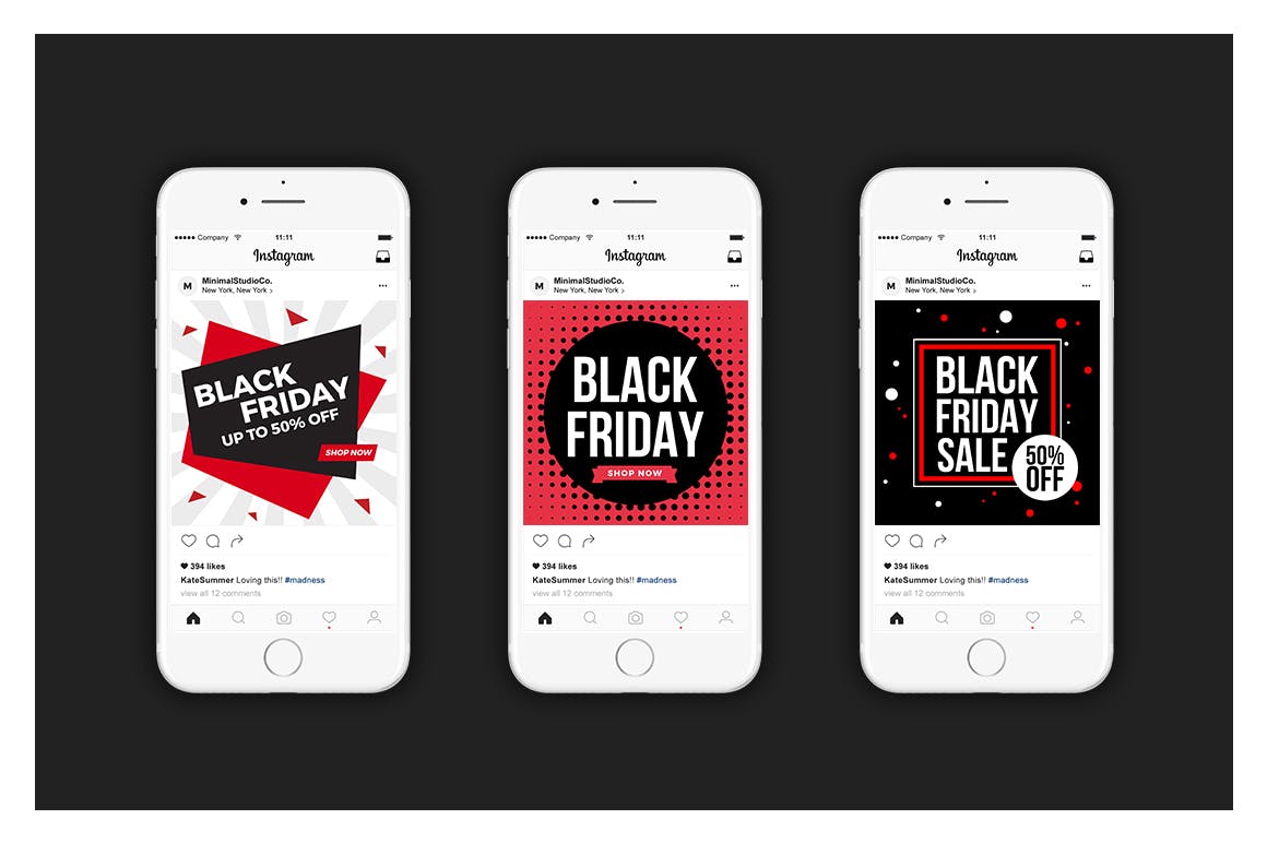 社交媒体黒五购物节促销广告Banner设计模板素材库精选v3 Black Friday Social Media Banners V3插图(2)