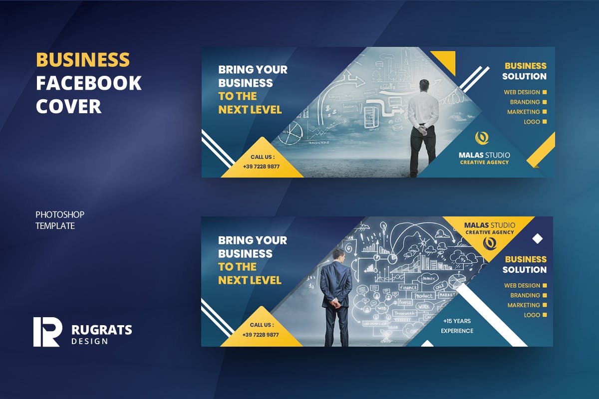 品牌设计营销服务公司Facebook主页封面设计模板素材库精选 Business R2 Facebook Cover Template插图