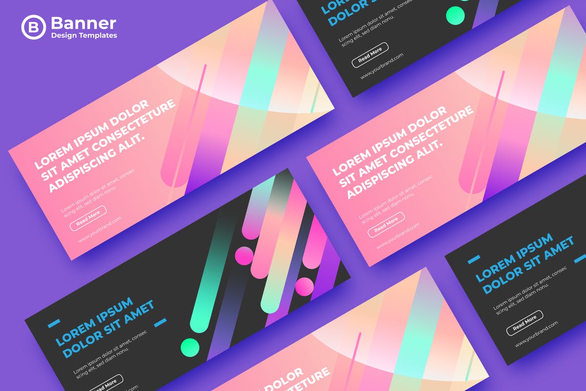 炫酷渐变色彩设计广告Banner设计模板 SRTP Banners Template.07插图