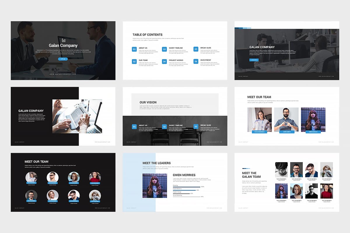 创业企业团队介绍PPT设计模板 Galan : Powerpoint Presentation插图