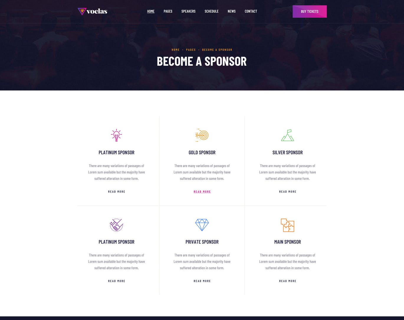 活动会议报名网站HTML模板素材库精选 Voelas – Event & Conference HTML Template插图(6)
